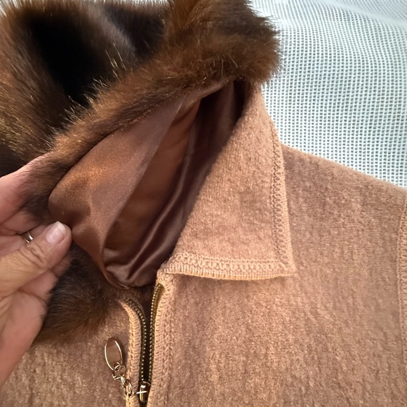 WOMENS Lisa International Tan Boiled Wool Vest Medium - Picture 7 of 7